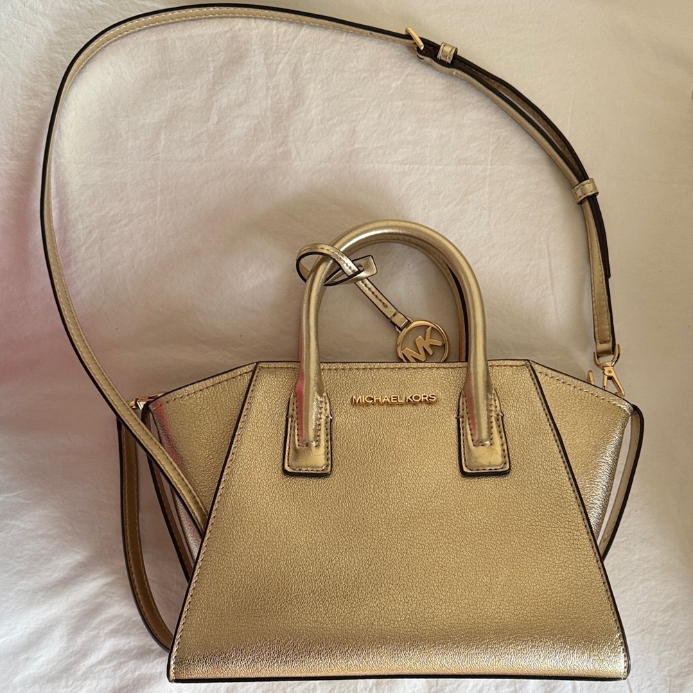 Michael Kors Gold Satchel with Crossbody Strap